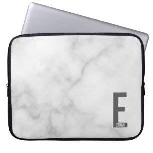 Modern Personalized Bold Monogram and Name Laptop Sleeve