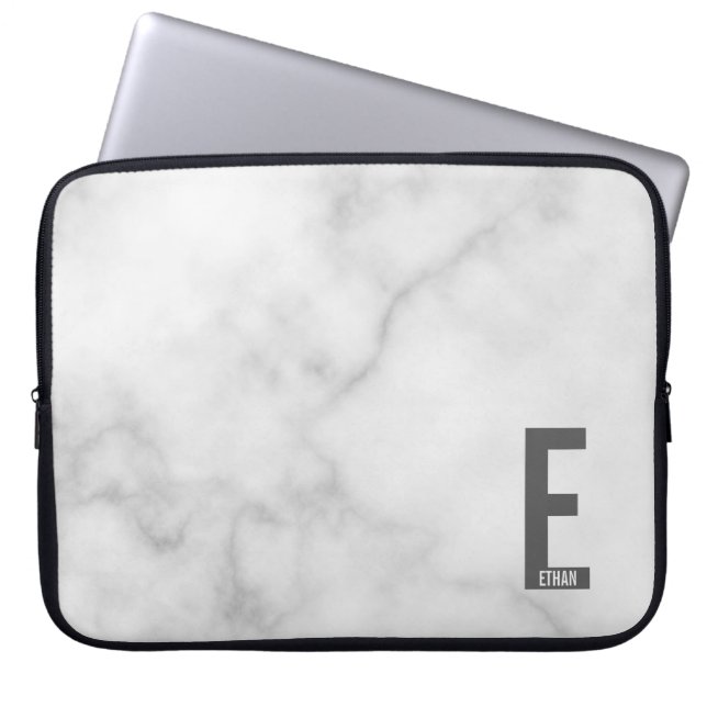Modern Personalized Bold Monogram and Name Laptop Sleeve (Front)