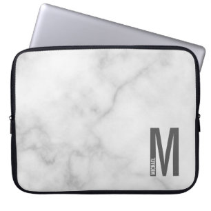 Modern Personalized Bold Monogram and Name Laptop Sleeve
