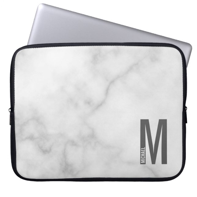 Modern Personalized Bold Monogram and Name Laptop Sleeve (Front)