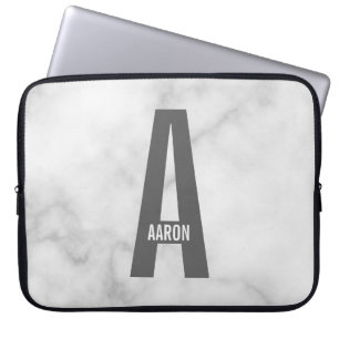 Modern Personalized Bold Monogram and Name Laptop Sleeve