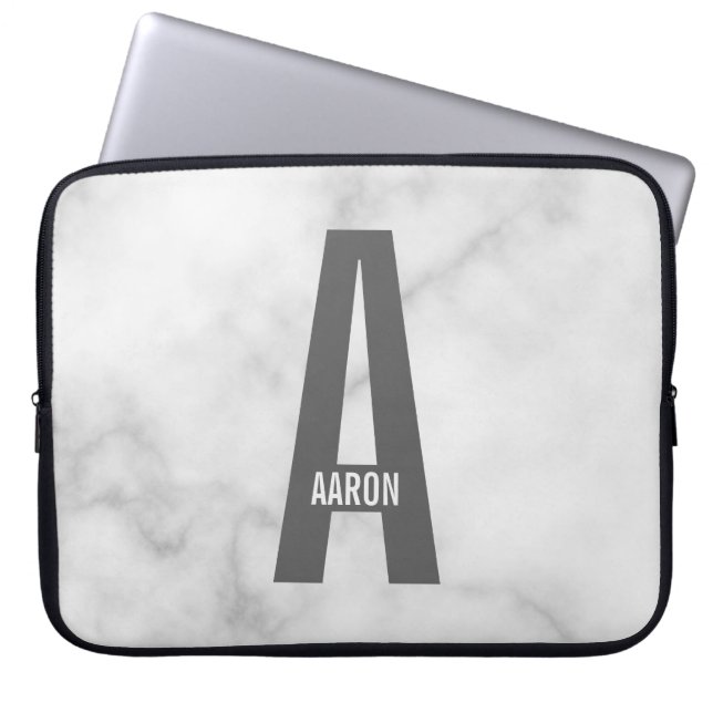 Modern Personalized Bold Monogram and Name Laptop Sleeve (Front)