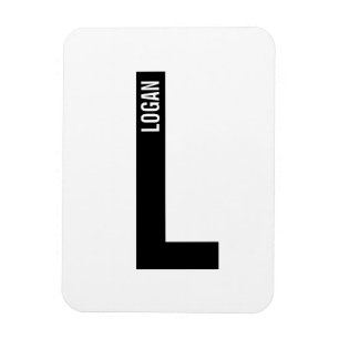 Modern Personalized Bold Monogram and Name Magnet