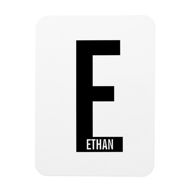 Modern Personalized Bold Monogram and Name Magnet (Vertical)