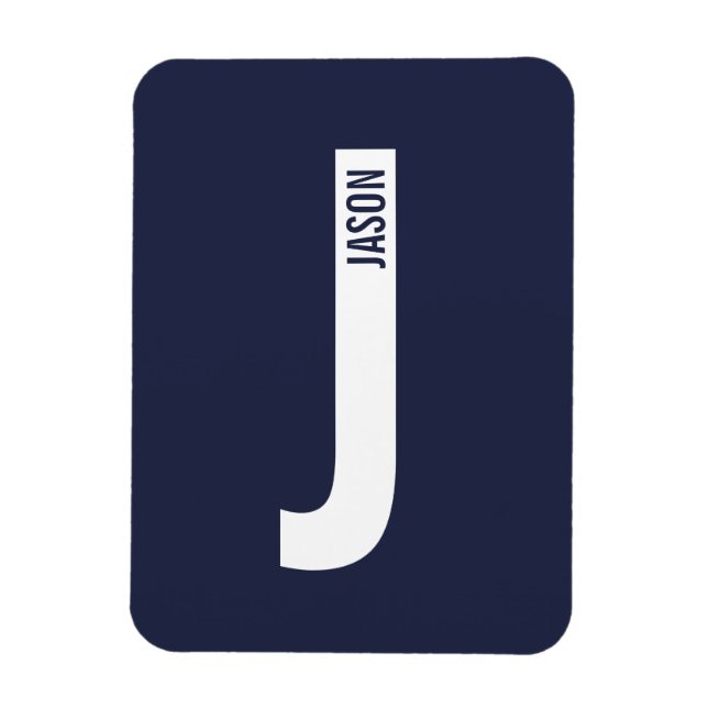 Modern Personalized Bold Monogram and Name Magnet (Vertical)