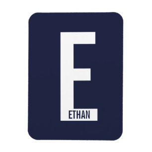 Modern Personalized Bold Monogram and Name Magnet