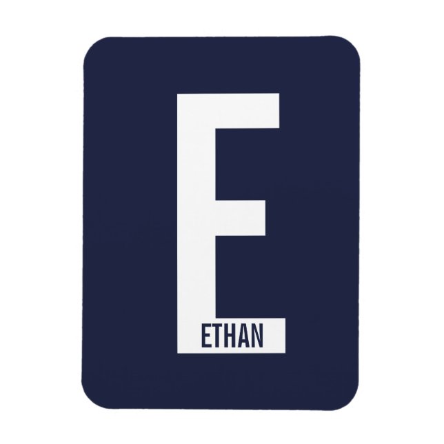 Modern Personalized Bold Monogram and Name Magnet (Vertical)