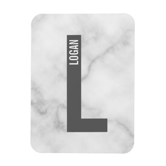 Modern Personalized Bold Monogram and Name Magnet (Vertical)