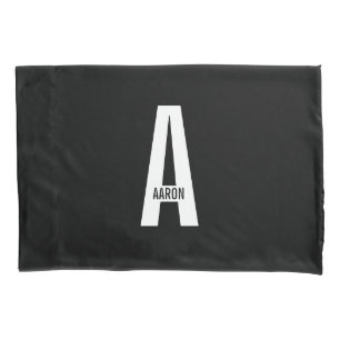 Modern Personalized Bold Monogram and Name Pillowcase
