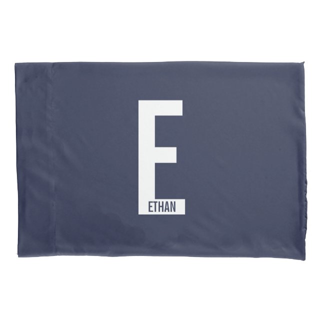 Modern Personalized Bold Monogram and Name Pillowcase (Front)
