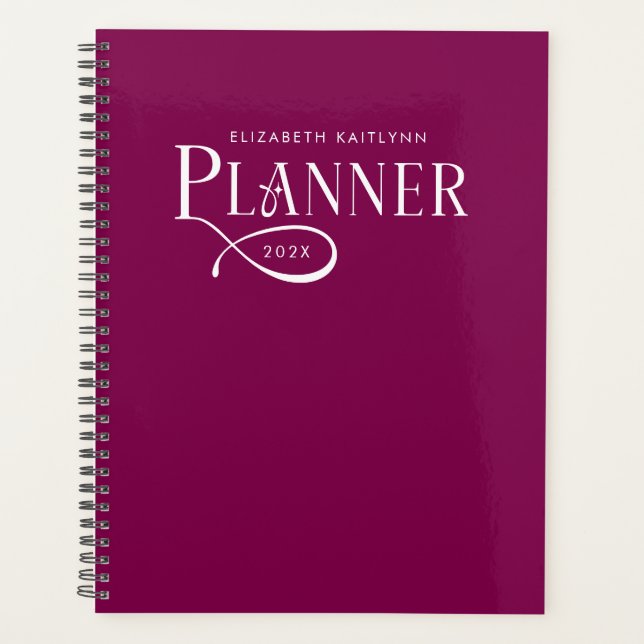 Modern Personalized Burgundy and Wine Planner (Front)