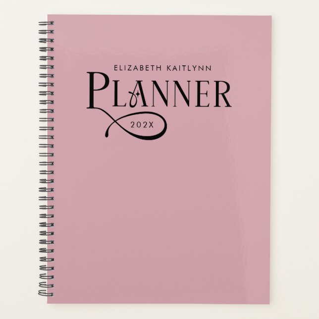 Modern Personalized Dusty Rose Planner (Front)