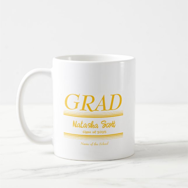 Modern Personalized grad school Graduation Coffee Mug (Left)