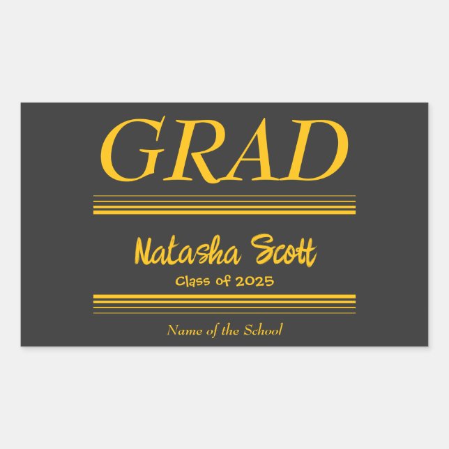 Modern Personalized grad school Graduation Rectangular Sticker (Front)