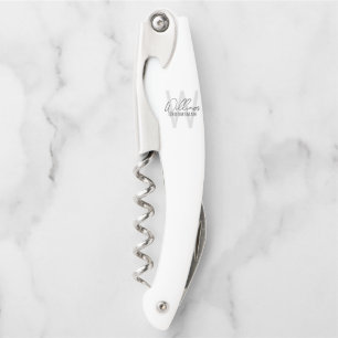 Modern Personalized Groomsman's Monogram and Name Corkscrew