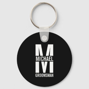 Modern Personalized Groomsmen Monogram and Name Key Ring