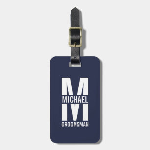 Modern Personalized Groomsmen Monogram and Name Luggage Tag