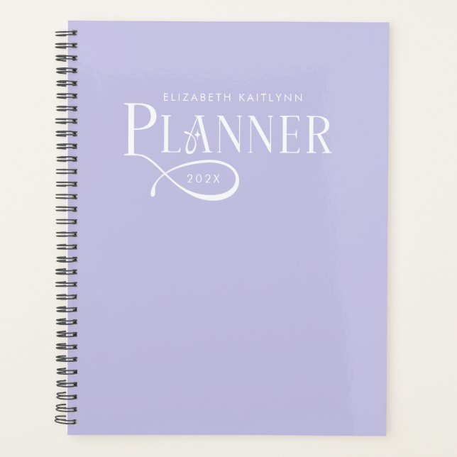 Modern Personalized Lavender Purple Planner (Front)