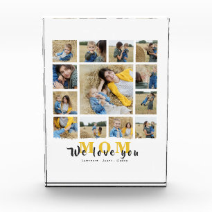 Modern Personalized Love You Mom 13 Family Photo Block