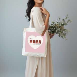 Modern Personalized Mama Heart Tote Bag