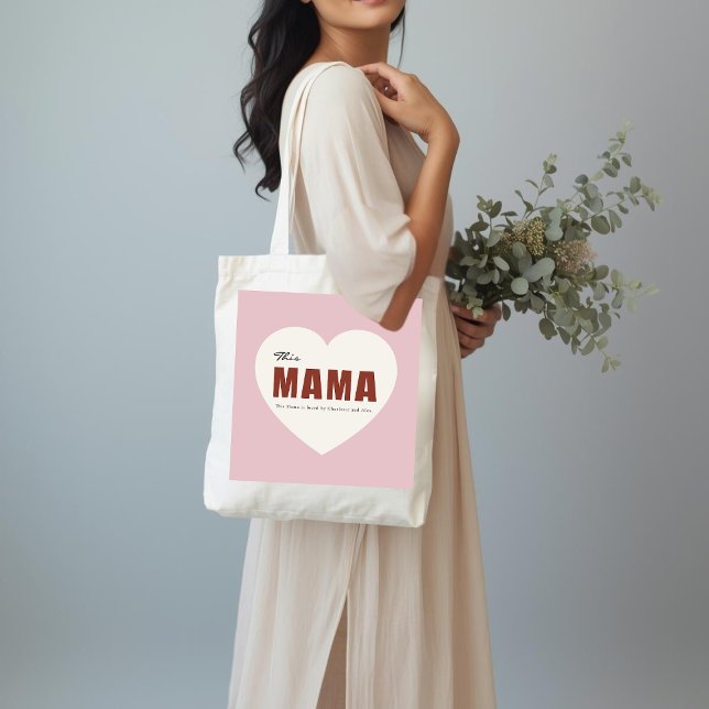 Modern Personalized Mama Heart Tote Bag (Creator Uploaded)