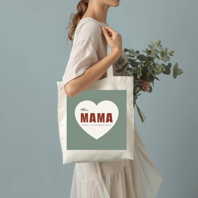 Modern Personalized Mama Heart Tote Bag (Creator Uploaded)