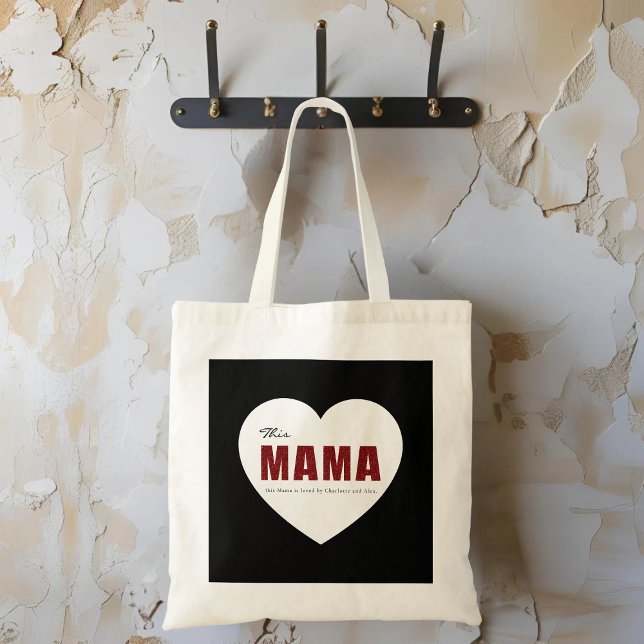 Modern Personalized Mama Heart Tote Bag (Creator Uploaded)