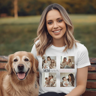 Modern Personalized Mom Superhero Photo Collage T-Shirt