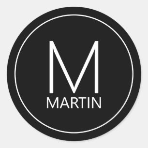 Modern Personalized Monogram and Name Classic Roun Round Sticker