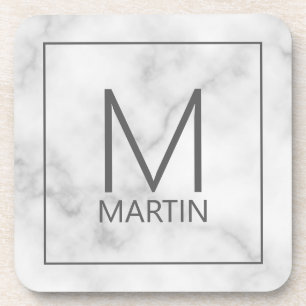 Modern Personalized Monogram and Name Coaster