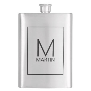 Modern Personalized Monogram and Name Hip Flask