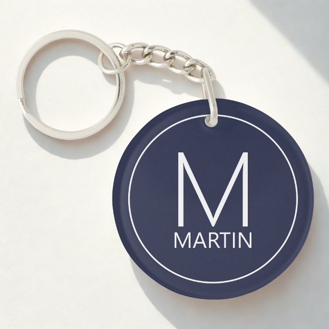 Modern Personalized Monogram and Name Keychain (Creator Uploaded)