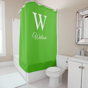 Modern Personalized Monogram Kelly Green Shower Curtain