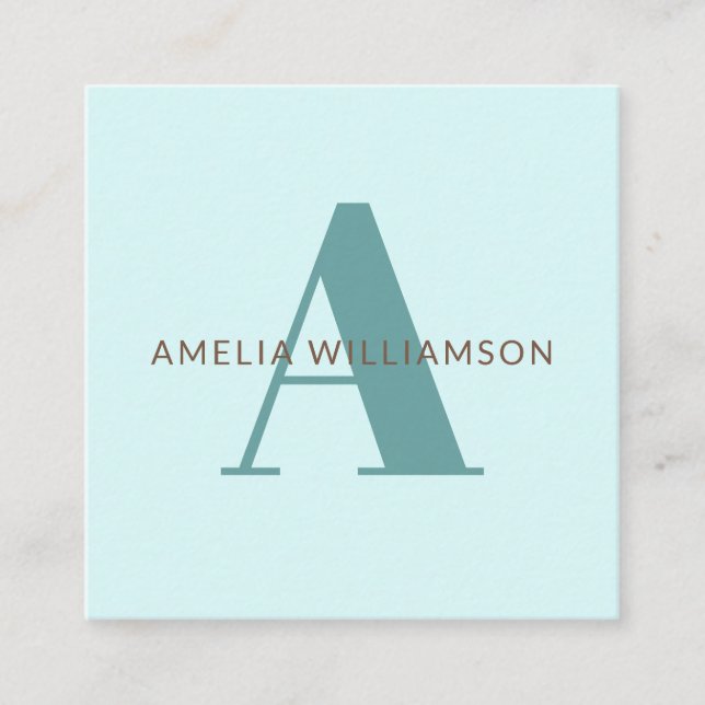 Modern Personalized Monogram  Square Business Card (Front)