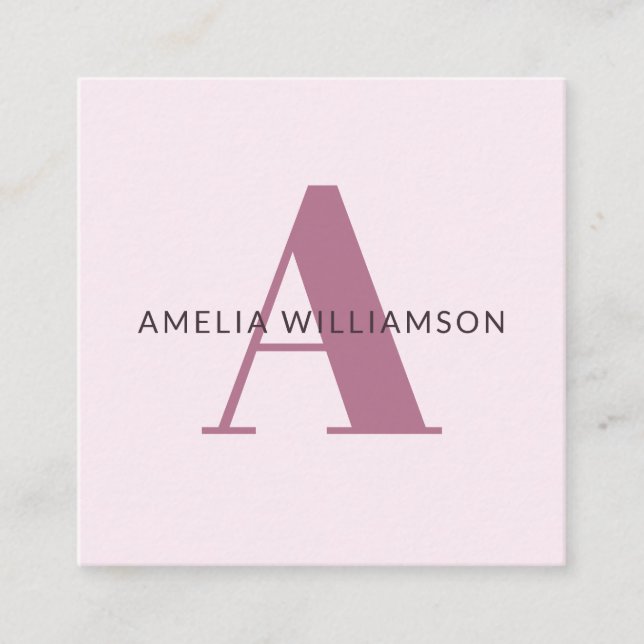 Modern Personalized Monogram  Square Business Card (Front)