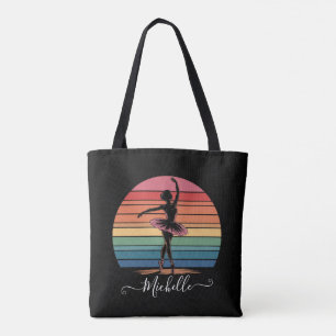 Modern Personalized Name Ballet Ballerina black    Tote Bag