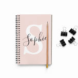 Modern Personalized Name Monogram Pastel Pink Notebook<br><div class="desc">Modern Personalized Name Monogram Pastel Pink</div>
