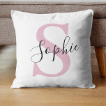 Modern Personalized Name Monogram Pink Cushion<br><div class="desc">Modern Personalized Name Monogram Pink</div>