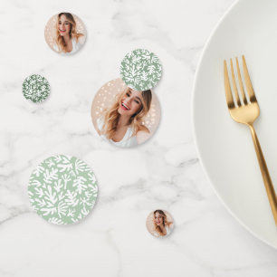 Modern Personalized Photo 16th Birthday Sage Green Confetti
