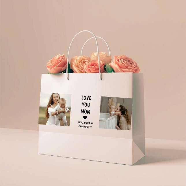 Modern Personalized Photo Gift for Mom Large Gift Bag (Creator Uploaded)