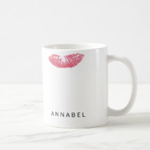Modern personalized pink gloss lipstick mark coffe