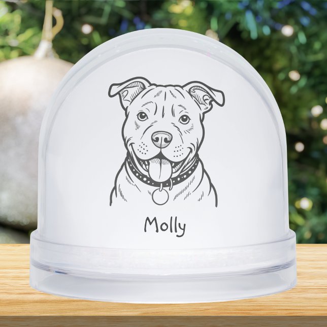 Modern Personalized Pitbull Dog Christmas Snowglobe (Creator Uploaded)