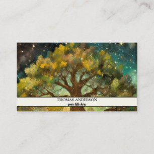 Modern Personalized Tree of Life - Colorful Leaves Business Card
