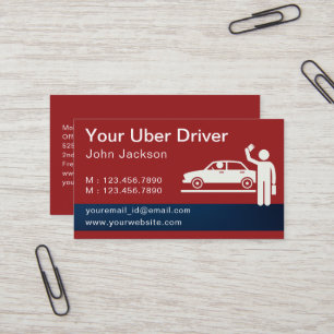 Modern Personalized Uber Driver QR Code Red Business Card