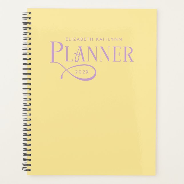 Modern Personalized Yellow and Purple Planner (Front)