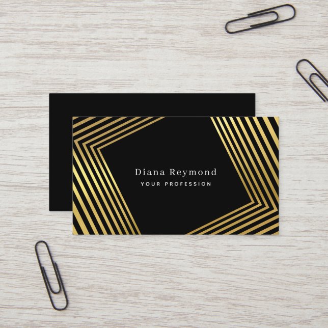 Modern Perspective Square Tunnel Black Business Card (Front/Back In Situ)