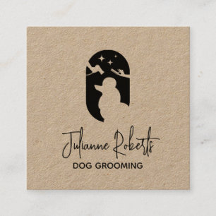 Modern pet care logo dog grooming square business card