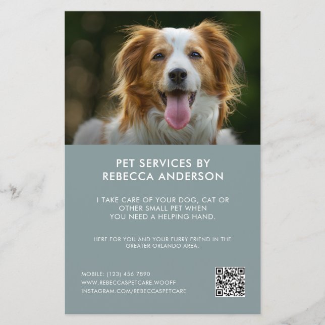 Modern Pet Care Sitting Service Photo Business Flyer (Front)