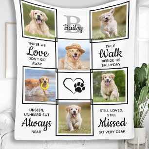 Modern Pet Dog Memorial Gift Personalised 6 Photo Fleece Blanket