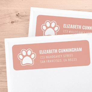 Modern Pet Dog Paw Print   Return Address Label